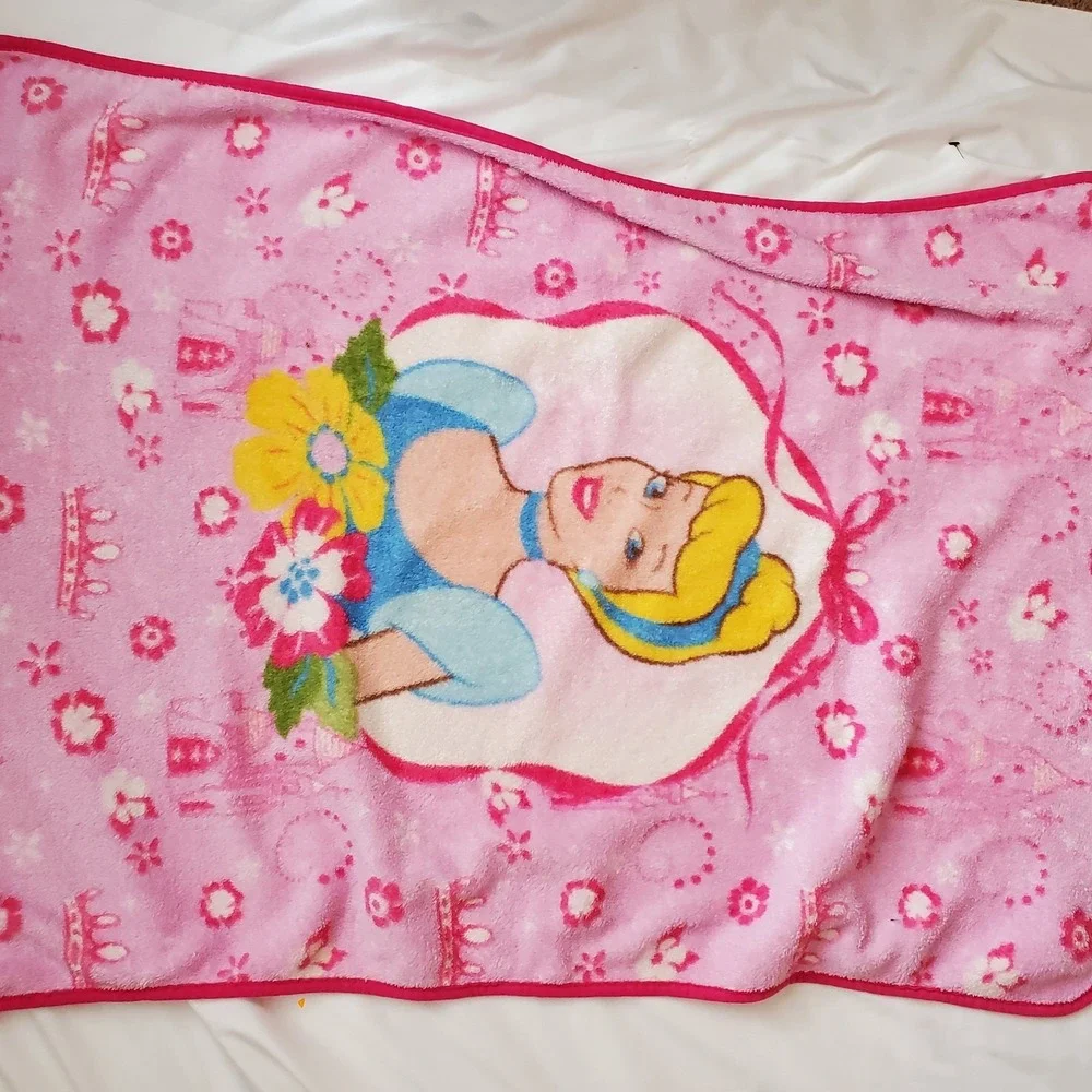 Disney Pink Cinderella‎ Princess Baby Toddler Plush Blanket Vintage
